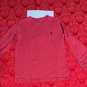 Ralph Lauren Long Sleeve T Shirt Men M Red Pony Logo Cotton Crewneck